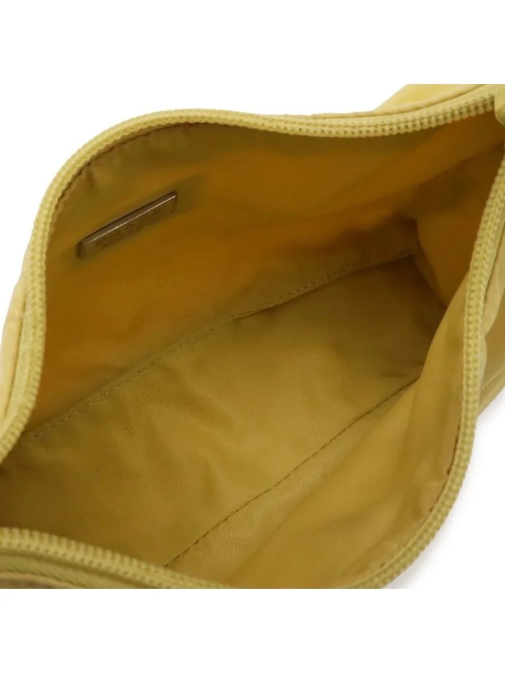 Prada Triangle Logo Pouch Mini Bag Party Nylon Yellow Silver